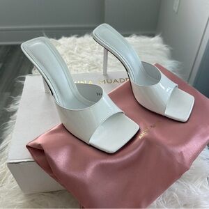 Amina Muaddi Sleek White Heels